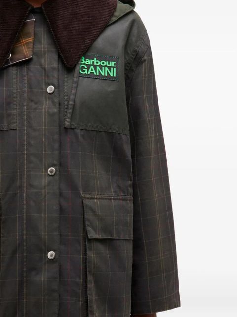 GANNI x Barbour corduroy-collar coat - Green