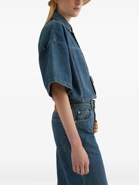 Jil Sander concealed button fastening denim shirt - Blue