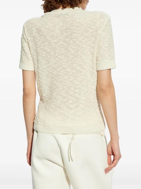 Moncler bouclé open-knit t-shirt - Neutrals