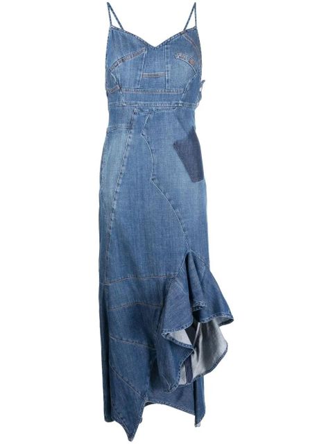 LOEWE asymmetric denim ruffle dress - Blue - zdjęcie produktu nr 1