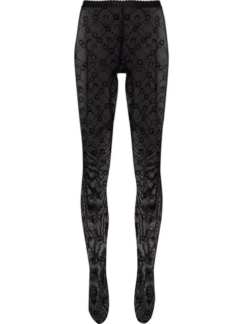 Marine Serre crescent moon-print tights - Black - zdjęcie produktu nr 1