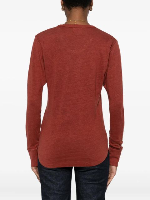 MARANT ÉTOILE long-sleeve linen t-shirt - Brown