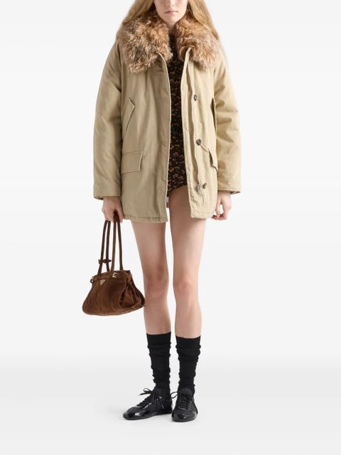 Prada shearling-collar jacket - Neutrals