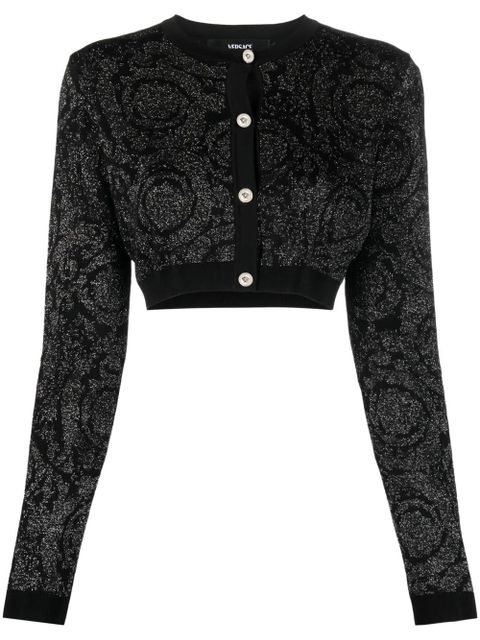 Versace Barocco lurex cropped cardigan - Black - zdjęcie produktu nr 1