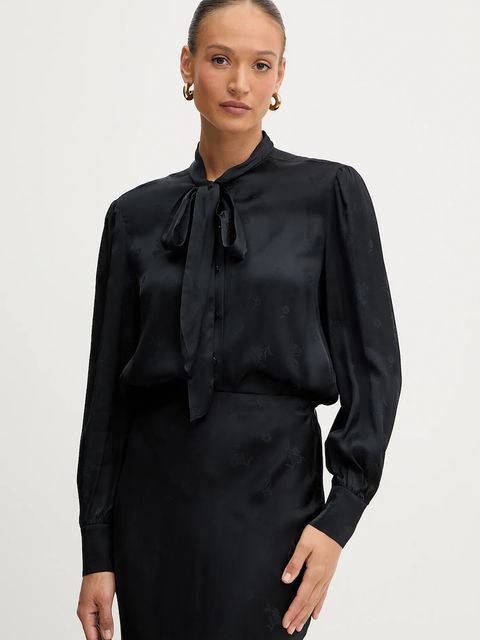 Twinset koszula damska kolor czarny regular z wiązanym dekoltem 252TT2361 - zdjęcie produktu nr 1