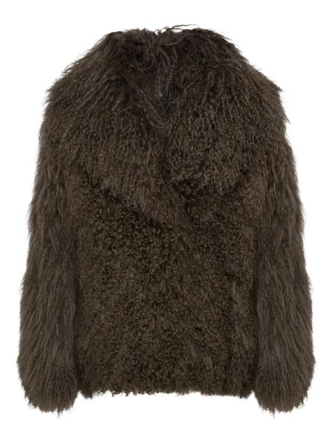 Yves Salomon lamb shearling peacoat jacket - Brown