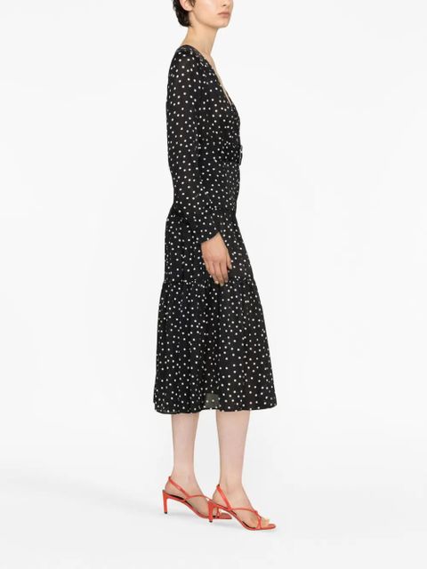 PINKO polka-dot-print belted midi dress - Black