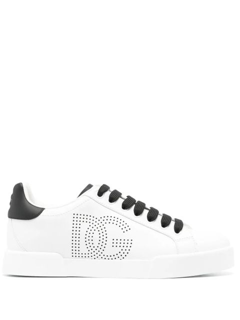 Dolce & Gabbana Portofino perforated-logo leather sneakers - White - zdjęcie produktu nr 1