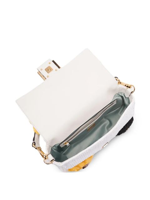 FENDI Baguette Sunny Side Flowers sequin-embellished shoulder bag - White