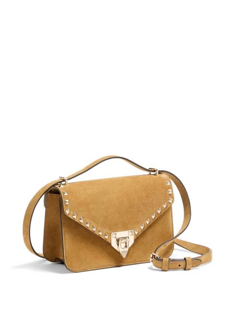 Valentino Garavani Rockstud small suede crossbody bag - Neutrals