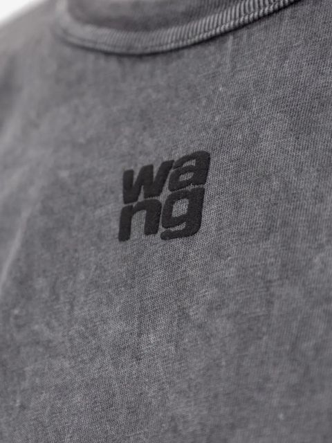 Alexander Wang logo-embroidered cotton top - Grey