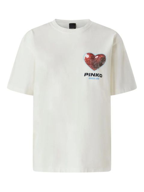 PINKO heart-print cotton T-shirt - White - zdjęcie produktu nr 1