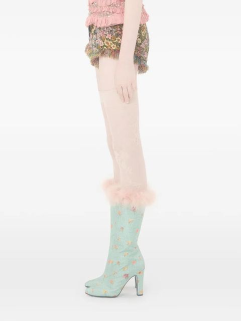 Valentino Garavani fringed floral-print shorts - Green - zdjęcie produktu nr 1