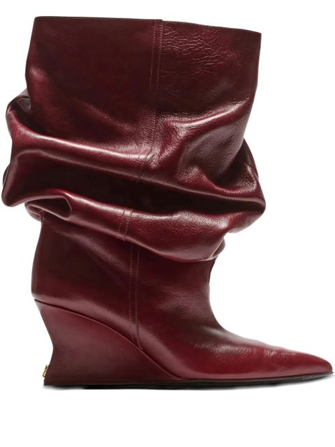 Balmain 75mm slouchy calfskin wedge ankle boots - Red - zdjęcie produktu nr 1