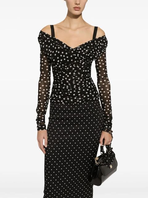 Dolce & Gabbana polka-dot tulle top - Black