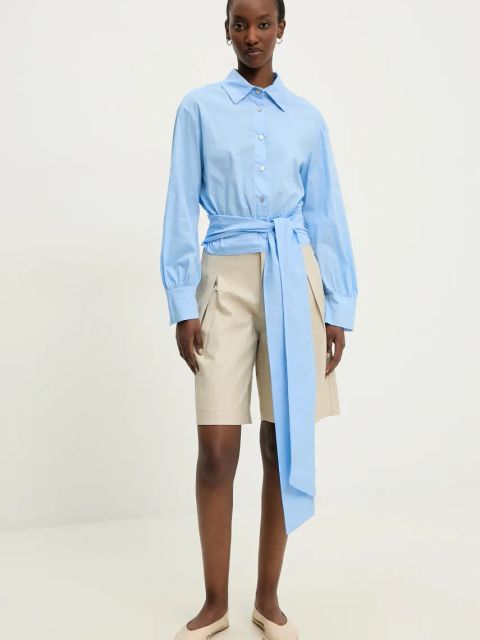 Answear.LAB szorty damskie kolor beżowy gładkie high waist