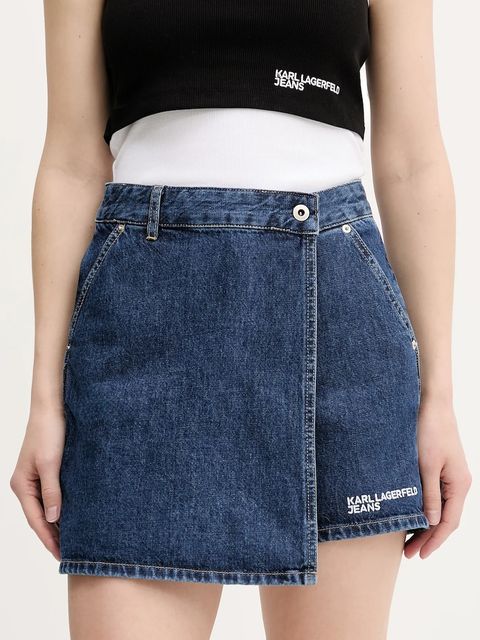 Karl Lagerfeld Jeans szorty jeansowe damskie kolor granatowy gładkie high waist A3W10133 - zdjęcie produktu nr 1