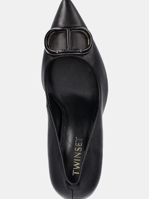 Twinset szpilki skórzane kolor czarny 252TCP032