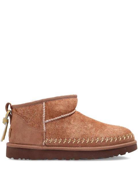 UGG mini Biarritz suede-leather stitched boots - Brown - zdjęcie produktu nr 1