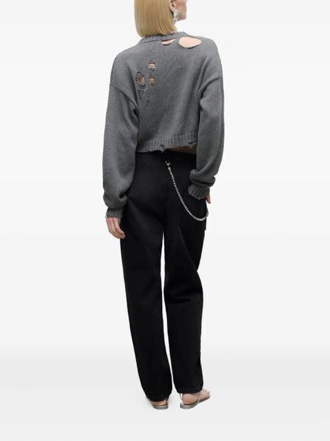 AREA crystal-embellished distressed sweater - Grey - zdjęcie produktu nr 2