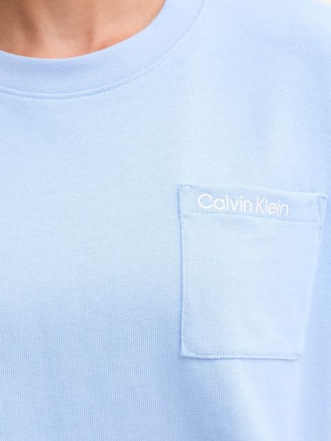 Calvin Klein Underwear bluza bawełniana damska kolor niebieski gładka LV00QS7516