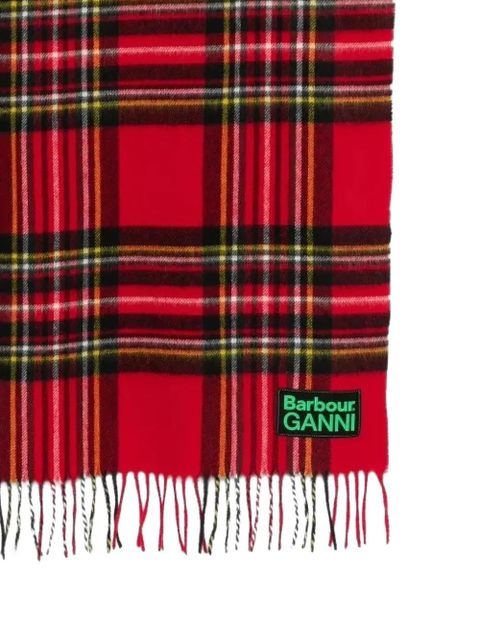GANNI x Barbour tartan fringed scarf - Red - zdjęcie produktu nr 2