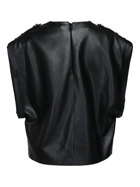 Balmain faux-leather draped top - Black - zdjęcie produktu nr 2