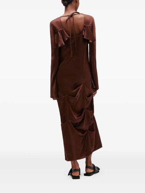 GANNI ruffled maxi dress - Brown