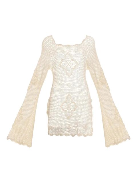 Agua By Agua Bendita Boh crochet bell-sleeve top - White - zdjęcie produktu nr 2