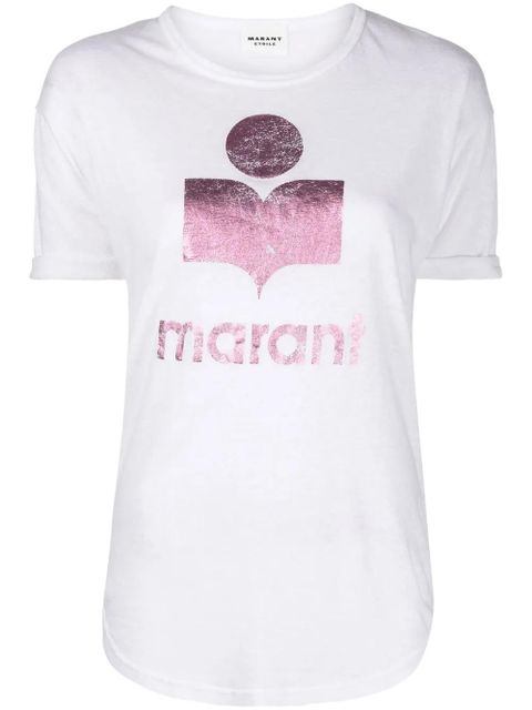 MARANT ÉTOILE logo-print linen T-shirt - White - zdjęcie produktu nr 1