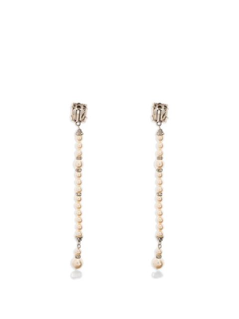 Alessandra Rich stone pearl drop earrings - Neutrals