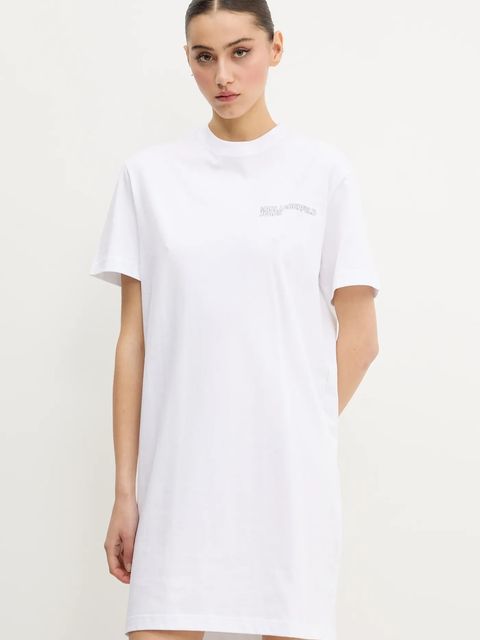 Karl Lagerfeld Jeans sukienka bawełniana kolor biały mini prosta A2W13036 - zdjęcie produktu nr 2