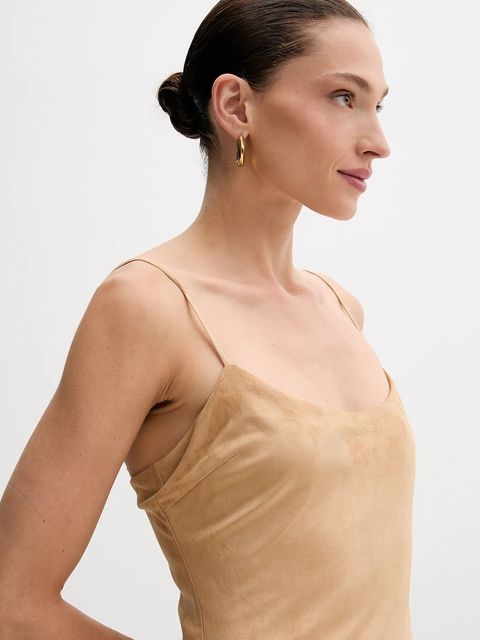 Bardot sukienka kolor brązowy midi rozkloszowana 59194DB3