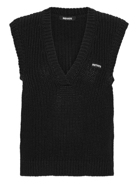 ROTATE BIRGER CHRISTENSEN V-neck knitted vest - Black - zdjęcie produktu nr 1