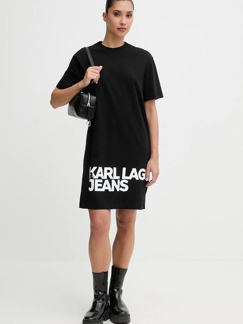 Karl Lagerfeld Jeans sukienka bawełniana kolor czarny mini prosta B1W13054 - zdjęcie produktu nr 2