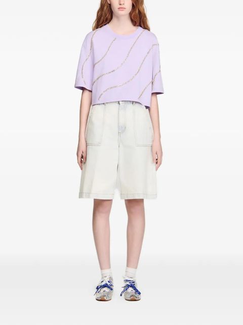 SANDRO embellished crop shirt - Purple - zdjęcie produktu nr 2