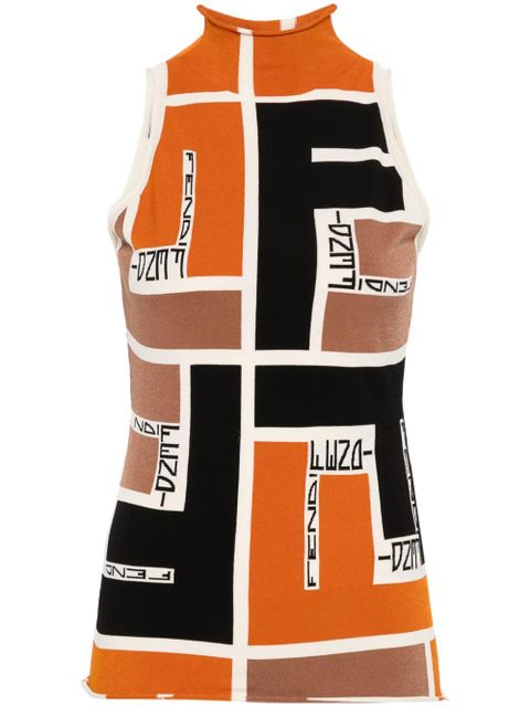 FENDI FF Puzzle print knitted top - Orange - zdjęcie produktu nr 1