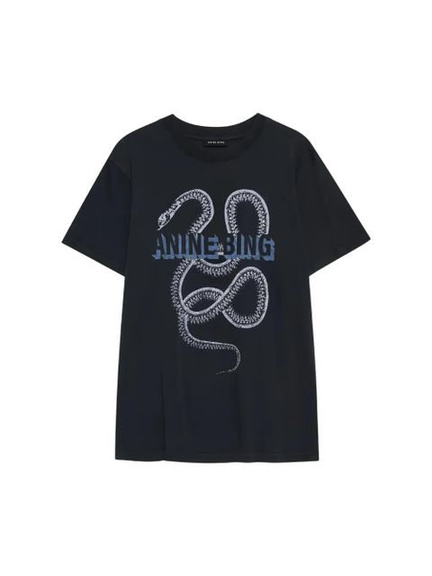 ANINE BING snake graphic T-shirt - Black - zdjęcie produktu nr 2