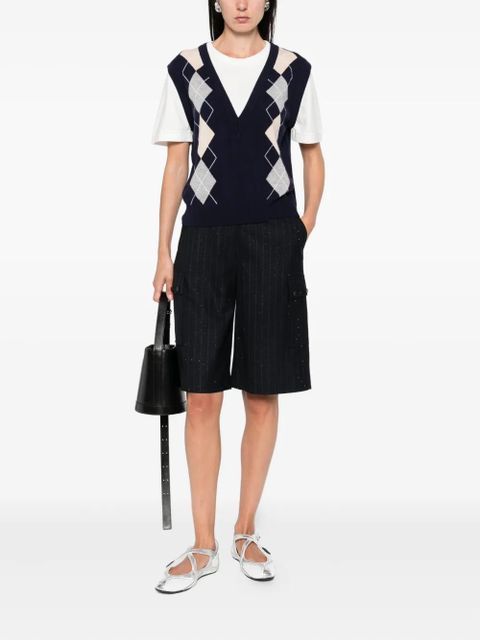 SANDRO pinstriped tailored shorts - Blue