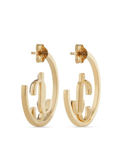 Jimmy Choo logo-lettering medium hoops - Gold