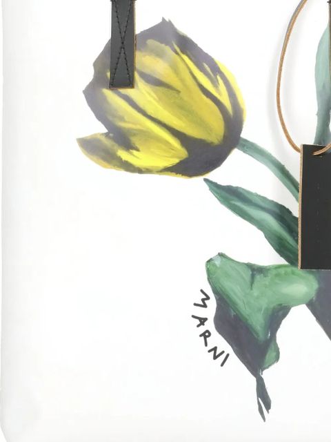 Marni tulip-print tote bag - White