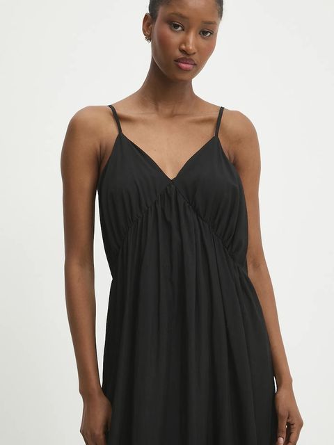 Answear.LAB sukienka kolor czarny midi rozkloszowana