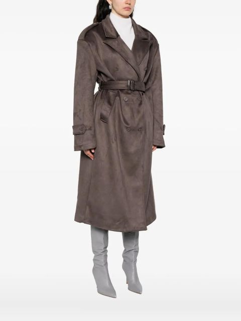 The Frankie Shop Pembroke belted double-breasted trench coat - Grey