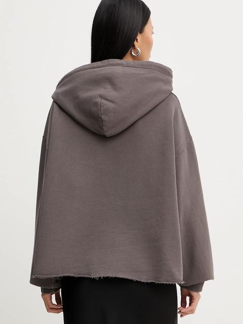 MM6 Maison Margiela bluza bawełniana damska kolor szary z kapturem z aplikacją S62GU0142.M25024.810