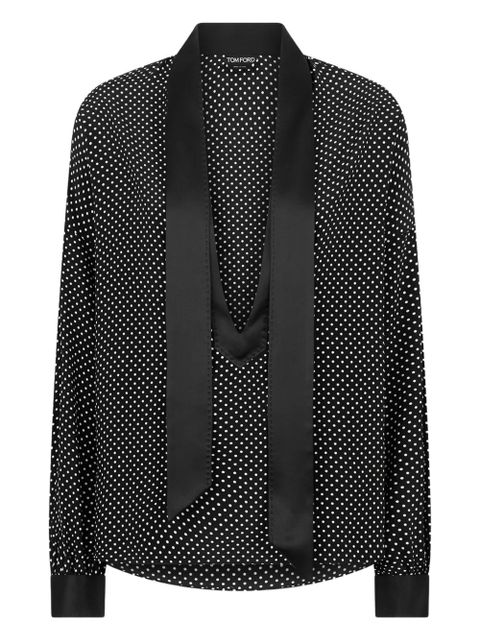 TOM FORD Lavalliere polka dot tuxedo blouse - Black - zdjęcie produktu nr 2