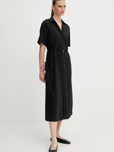 BOSS sukienka wełniana kolor czarny midi prosta 50546632 - zdjęcie produktu nr 2