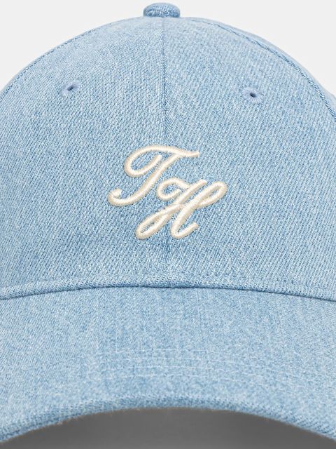 Tommy Hilfiger czapka z daszkiem jeansowa kolor niebieski z aplikacją AW0AW17486