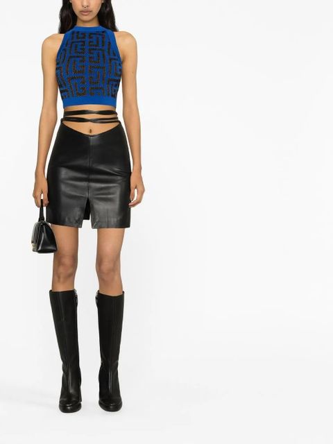 Balmain monogram knit crop top - Blue - zdjęcie produktu nr 2