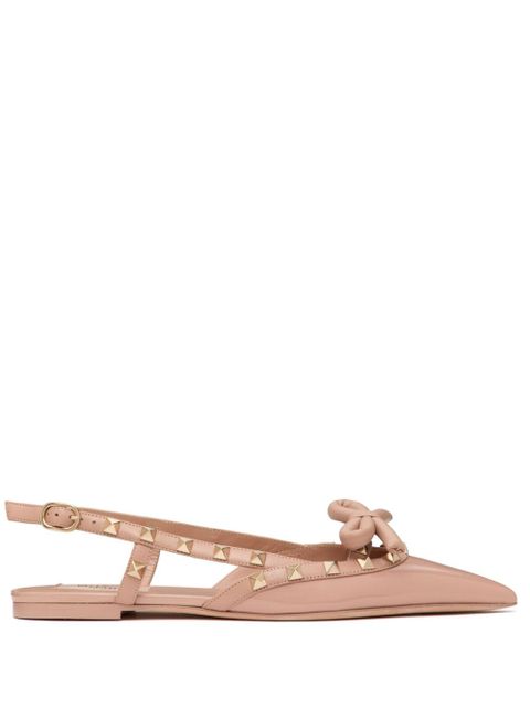 Valentino Garavani Rockstud Bow slingback ballerina shoes - Pink - zdjęcie produktu nr 1