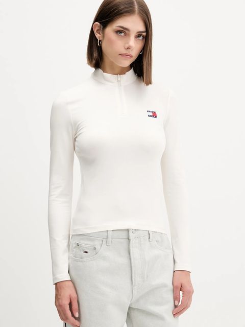 Tommy Jeans longsleeve kolor beżowy z półgolfem DW0DW21567 - zdjęcie produktu nr 1